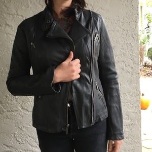 Michael Kors dark gray leather jacket M